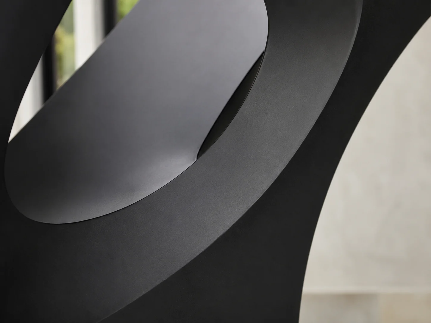 Matte black stainless steel sculpture finish