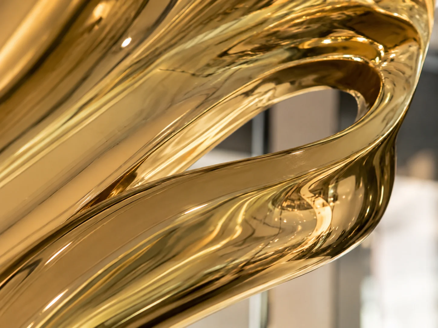 Titanium gold stainless steel sculpture finish